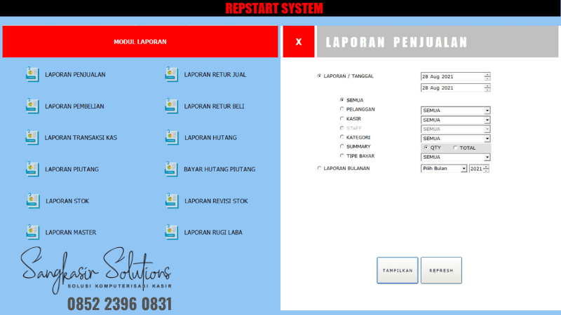 Software Kasir Aplikasi Kasir Minimarket - Laporan Penjualan
