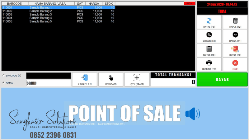 Software Kasir Aplikasi Kasir Minimarket - Pencarian Nama untuk produk tanpa barcode