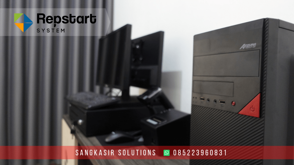Jual Paket Komputer Kasir Dual Display untuk Minimarket dan Aplikasi Kasir Repstart System Retail yang support dual display