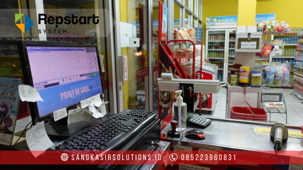 Sangkasir Solutions solusinya mesin kasir / komputer kasir dengan aplikasi program kasir Repstart System yang murah, mudah digunakan dan free instalasi training di Jogja, Bantul, Sleman, Kulonprogo, Gunungkidul, Magelang, Tasikmalaya, Cirebon, Bogor, Nganjuk