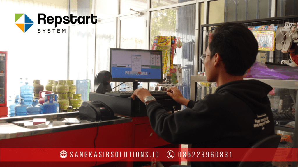 Sangkasir Solutions solusinya mesin kasir / komputer kasir dengan aplikasi program kasir Repstart System yang murah, mudah digunakan dan free instalasi training di Jogja, Bantul, Sleman, Kulonprogo, Gunungkidul, Magelang, Tasikmalaya, Cirebon, Bogor, Nganjuk