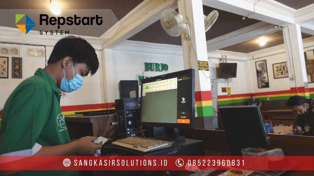 Sangkasir Solutions solusinya mesin kasir / komputer kasir dengan aplikasi program kasir Repstart System yang murah, mudah digunakan dan free instalasi training di Jogja, Bantul, Sleman, Kulonprogo, Gunungkidul, Magelang, Tasikmalaya, Cirebon, Bogor, Nganjuk