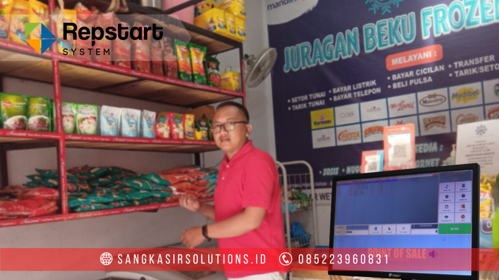 Sangkasir Solutions solusinya mesin kasir / komputer kasir dengan aplikasi program kasir Repstart System yang murah, mudah digunakan dan free instalasi training di Jogja, Bantul, Sleman, Kulonprogo, Gunungkidul, Magelang, Tasikmalaya, Cirebon, Bogor, Nganjuk