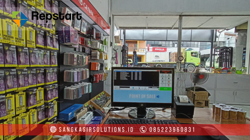 Sangkasir Solutions solusinya mesin kasir / komputer kasir dengan aplikasi program kasir Repstart System yang murah, mudah digunakan dan free instalasi training di Jogja, Bantul, Sleman, Kulonprogo, Gunungkidul, Magelang, Tasikmalaya, Cirebon, Bogor, Nganjuk