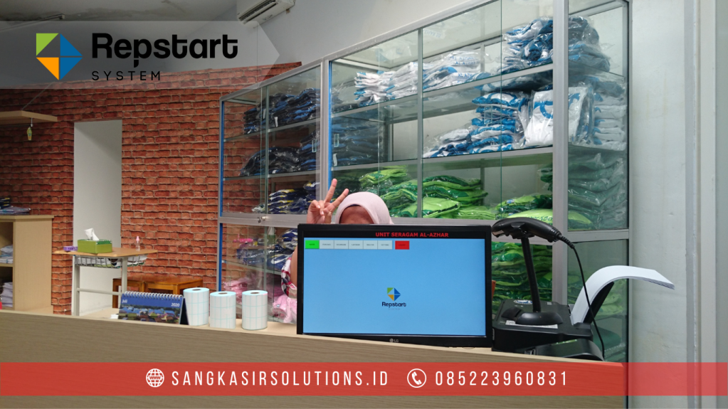 Sangkasir Solutions solusinya mesin kasir / komputer kasir dengan aplikasi program kasir Repstart System yang murah, mudah digunakan dan free instalasi training di Jogja, Bantul, Sleman, Kulonprogo, Gunungkidul, Magelang, Tasikmalaya, Cirebon, Bogor, Nganjuk