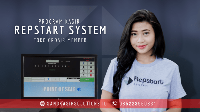 Sangkasir Solutions solusinya mesin kasir / komputer kasir dengan aplikasi program kasir Repstart System yang murah, mudah digunakan dan free instalasi training di Jogja, Bantul, Sleman, Kulonprogo, Gunungkidul, Magelang, Tasikmalaya, Cirebon, Bogor, Nganjuk