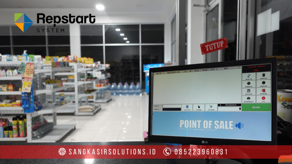 Sangkasir Solutions solusinya mesin kasir / komputer kasir dengan aplikasi program kasir Repstart System yang murah, mudah digunakan dan free instalasi training di Jogja, Bantul, Sleman, Kulonprogo, Gunungkidul, Magelang, Tasikmalaya, Cirebon, Bogor, Nganjuk
