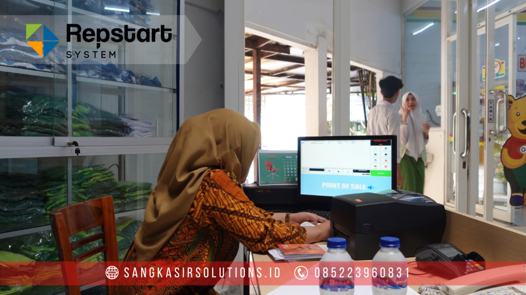 Sangkasir Solutions solusinya mesin kasir / komputer kasir dengan aplikasi program kasir Repstart System yang murah, mudah digunakan dan free instalasi training di Jogja, Bantul, Sleman, Kulonprogo, Gunungkidul, Magelang, Tasikmalaya, Cirebon, Bogor, Nganjuk
