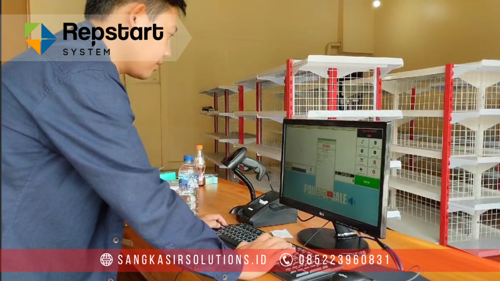 Sangkasir Solutions solusinya mesin kasir / komputer kasir dengan aplikasi program kasir Repstart System yang murah, mudah digunakan dan free instalasi training di Jogja, Bantul, Sleman, Kulonprogo, Gunungkidul, Magelang, Tasikmalaya, Cirebon, Bogor, Nganjuk