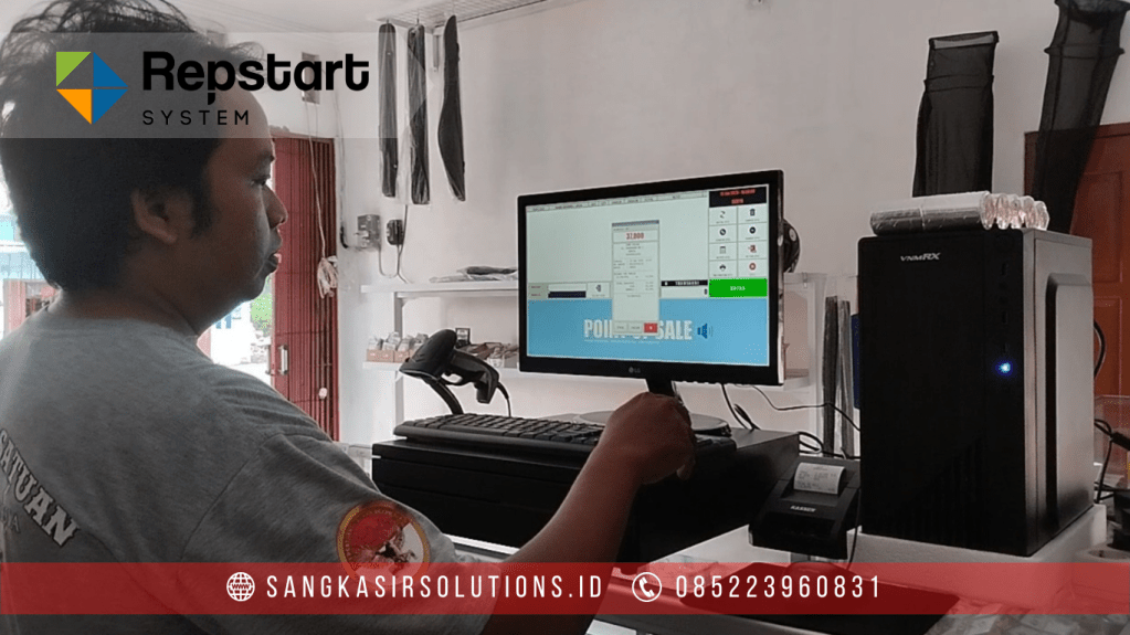 Sangkasir Solutions solusinya mesin kasir / komputer kasir dengan aplikasi program kasir Repstart System yang murah, mudah digunakan dan free instalasi training di Jogja, Bantul, Sleman, Kulonprogo, Gunungkidul, Magelang, Tasikmalaya, Cirebon, Bogor, Nganjuk