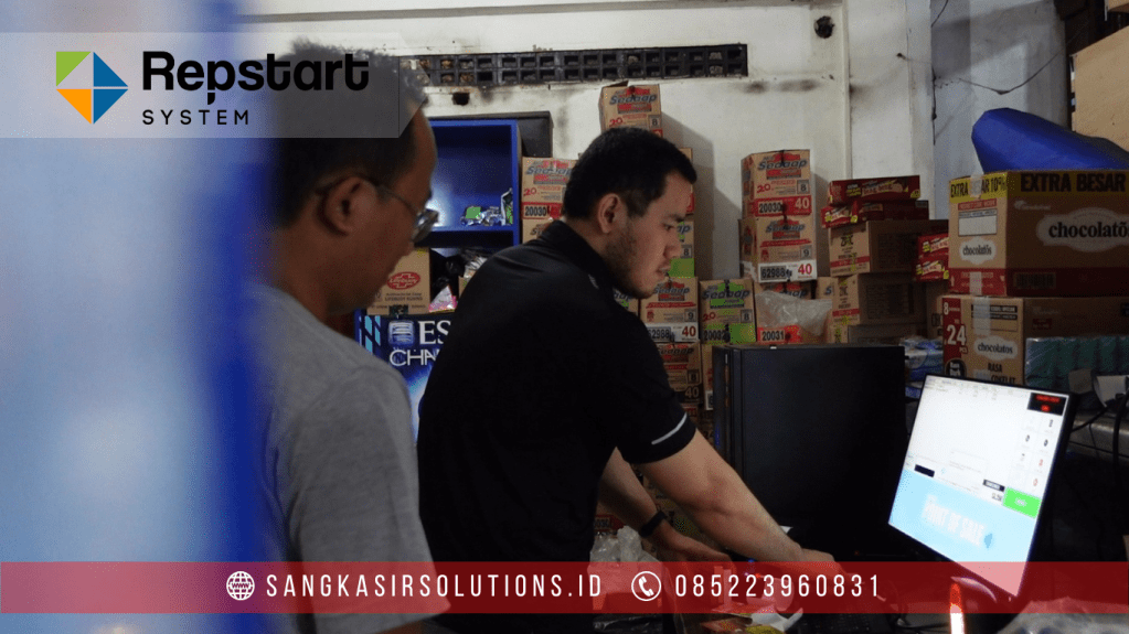 Sangkasir Solutions solusinya mesin kasir / komputer kasir dengan aplikasi program kasir Repstart System yang murah, mudah digunakan dan free instalasi training di Jogja, Bantul, Sleman, Kulonprogo, Gunungkidul, Magelang, Tasikmalaya, Cirebon, Bogor, Nganjuk