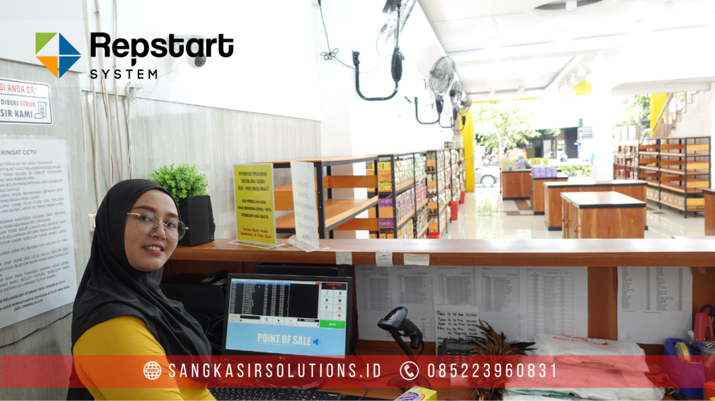 Sangkasir Solutions solusinya mesin kasir / komputer kasir dengan aplikasi program kasir Repstart System yang murah, mudah digunakan dan free instalasi training di Jogja, Bantul, Sleman, Kulonprogo, Gunungkidul, Magelang, Tasikmalaya, Cirebon, Bogor, Nganjuk