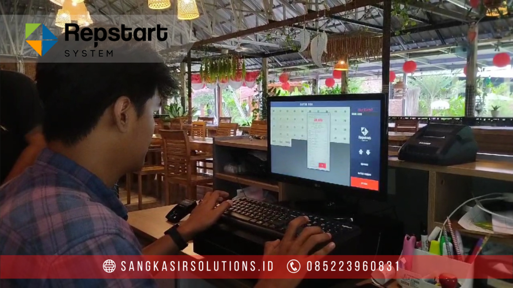Sangkasir Solutions solusinya mesin kasir / komputer kasir dengan aplikasi program kasir Repstart System yang murah, mudah digunakan dan free instalasi training di Jogja, Bantul, Sleman, Kulonprogo, Gunungkidul, Magelang, Tasikmalaya, Cirebon, Bogor, Nganjuk