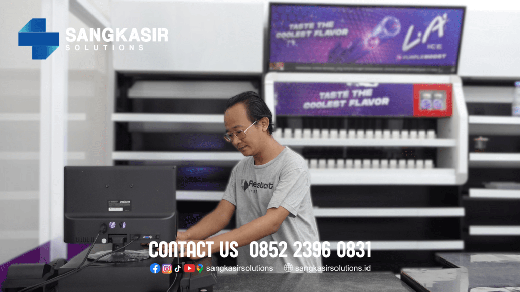 Instalasi Penggunaan Program Komputer Kasir Repstart System di 4U Minimarket Pandak Bantul Yogyakarta.
Butuh komputer kasir minimarket murah, mudah digunakan dan bergaranasi? Hubungi Sangkasir Solutions.