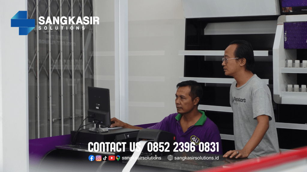 Training Penggunaan Program Komputer Kasir Repstart System di 4U Minimarket Pandak Bantul Yogyakarta.
Butuh komputer kasir minimarket murah, mudah digunakan dan bergaranasi? Hubungi Sangkasir Solutions.