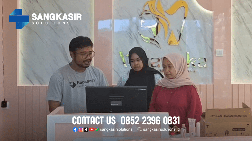 Training Penggunaan Program Komputer Kasir Repstart System di Toko Kosmetik Viravinka Mekarsari Banjar Patroman.
Butuh komputer kasir toko kosmetik murah, mudah digunakan dan bergaranasi? Hubungi Sangkasir Solutions.