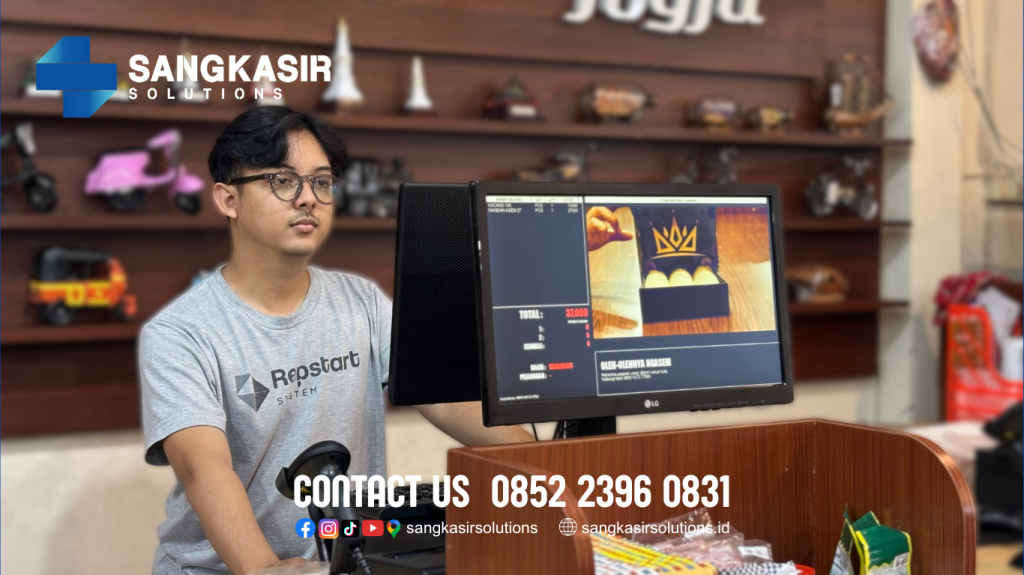 Sangkasir Solutions support komputer kasir dual display untuk customer display. Program Kasir untuk komputer kasir dual display ini menggunakan program kasir Repstart System. Konsep dual display pada program kasir Repstart System ini khusus untuk customer display, tidak duplikat display / tampilannya sama dengan kasir. 