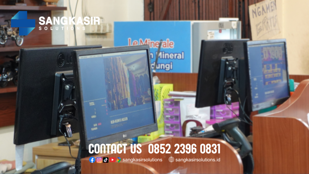 Sangkasir Solutions support komputer kasir dual display untuk customer display. Program Kasir untuk komputer kasir dual display ini menggunakan program kasir Repstart System. Konsep dual display pada program kasir Repstart System ini khusus untuk customer display, tidak duplikat display / tampilannya sama dengan kasir. 