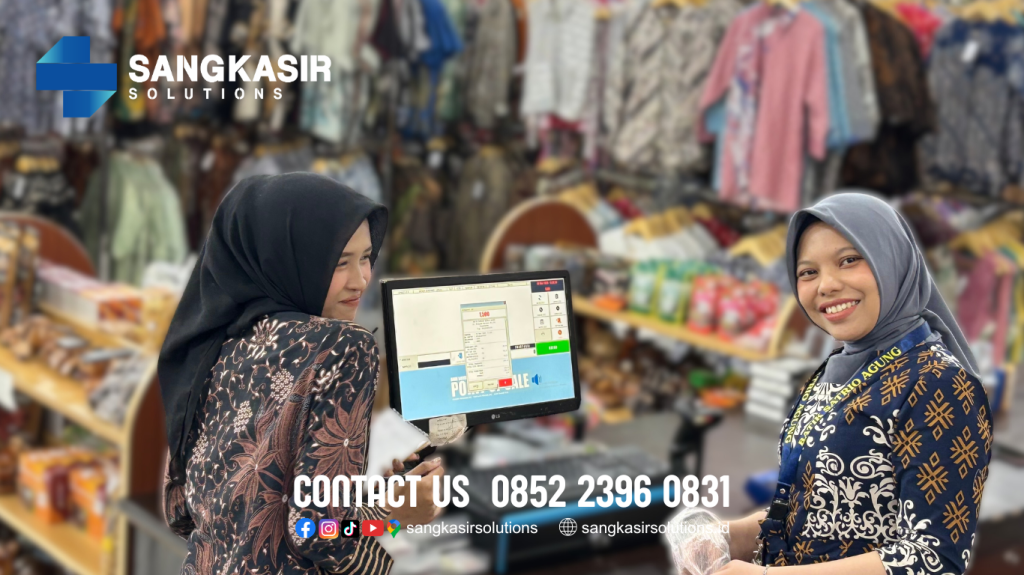 Repstart System - Solusi Program Komputer Kasir Toko Batik.
Paket Komputer Kasir untuk Toko Batik / Toko Pakaian biasanya terdiri dari: 1 SET Komputer, Program Kasir Repstart System, Barcode Scanner, Printer Struk, Printer Barcode, Cash Drawer.